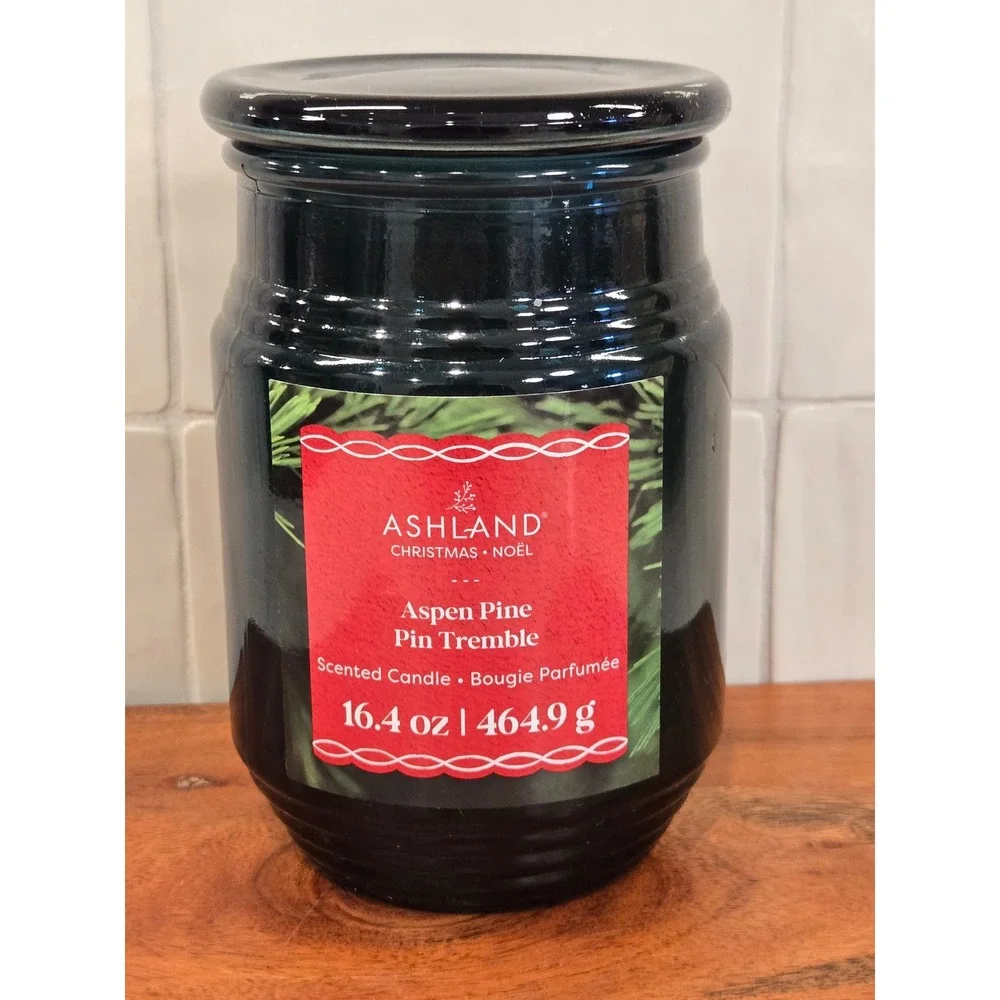 Ashland Christmas Noel Aspen Pine Scented Candle 16.4 oz Green Jar with Lid
